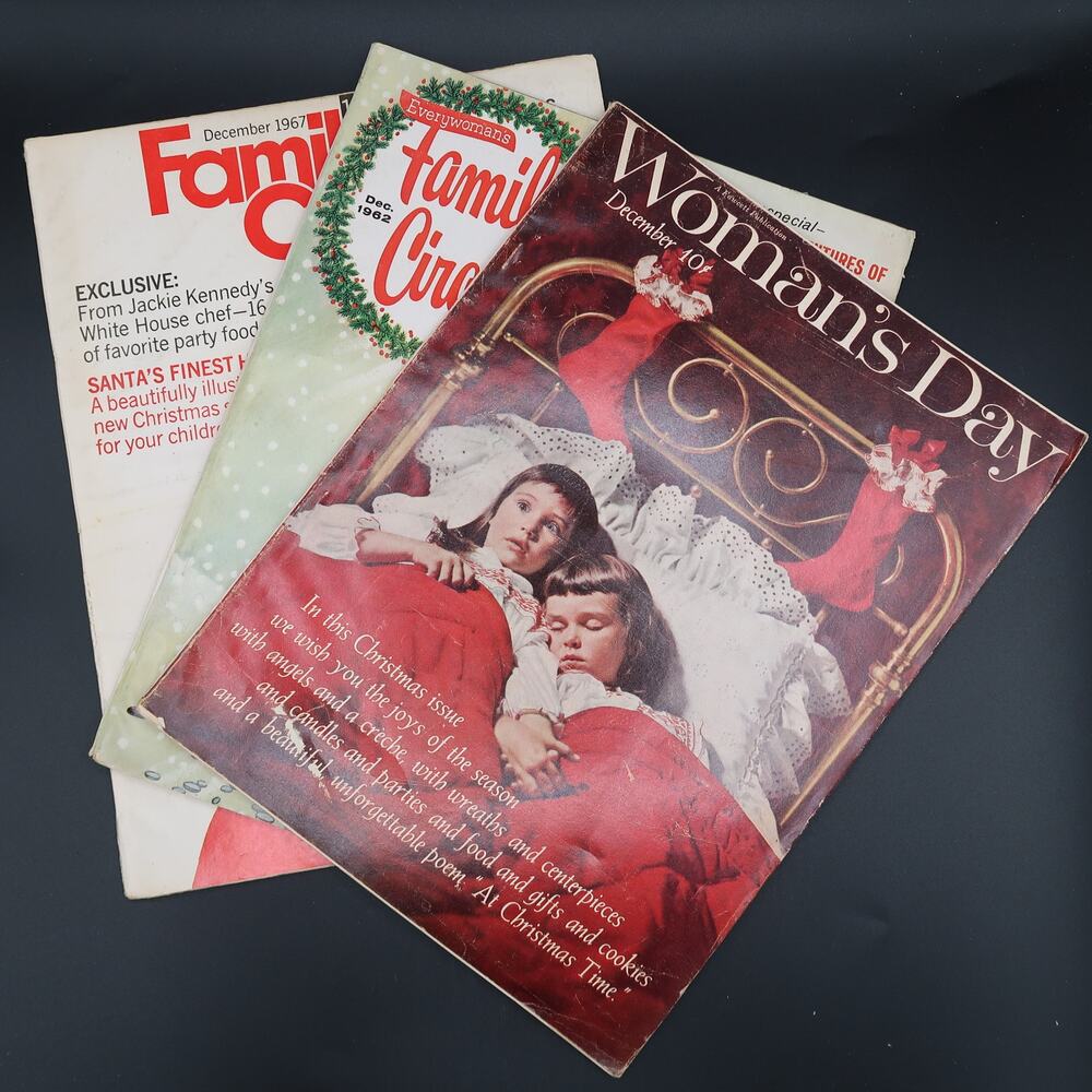 Christmas Magazine Set of 3 Vintage Womans Day 1962 Family Circle 1962 1967